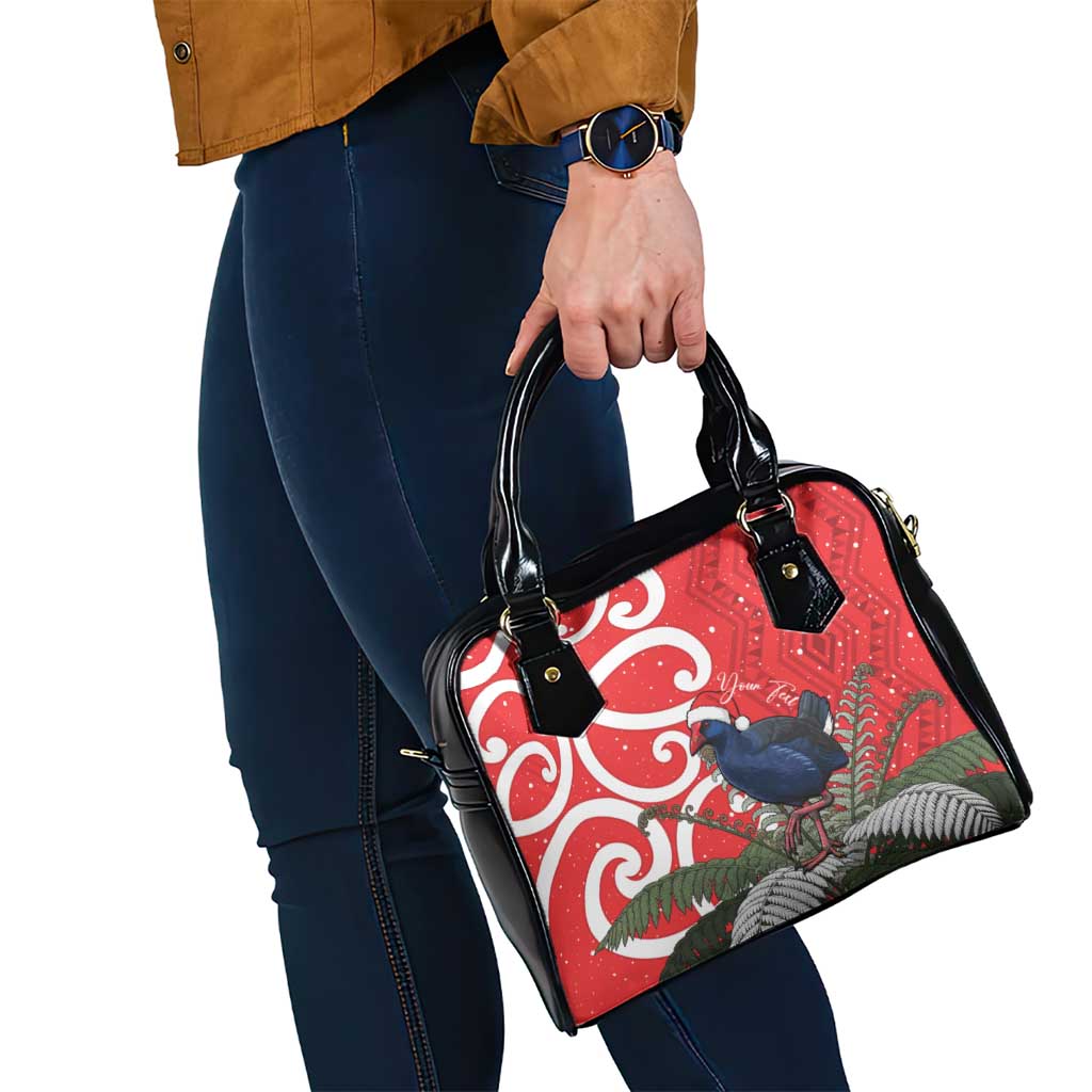 Personalized New Zealand Pukeko Christmas Shoulder Handbag Meri Kirihimete Taniko Ponga Koru Red - Aussie Hoodie