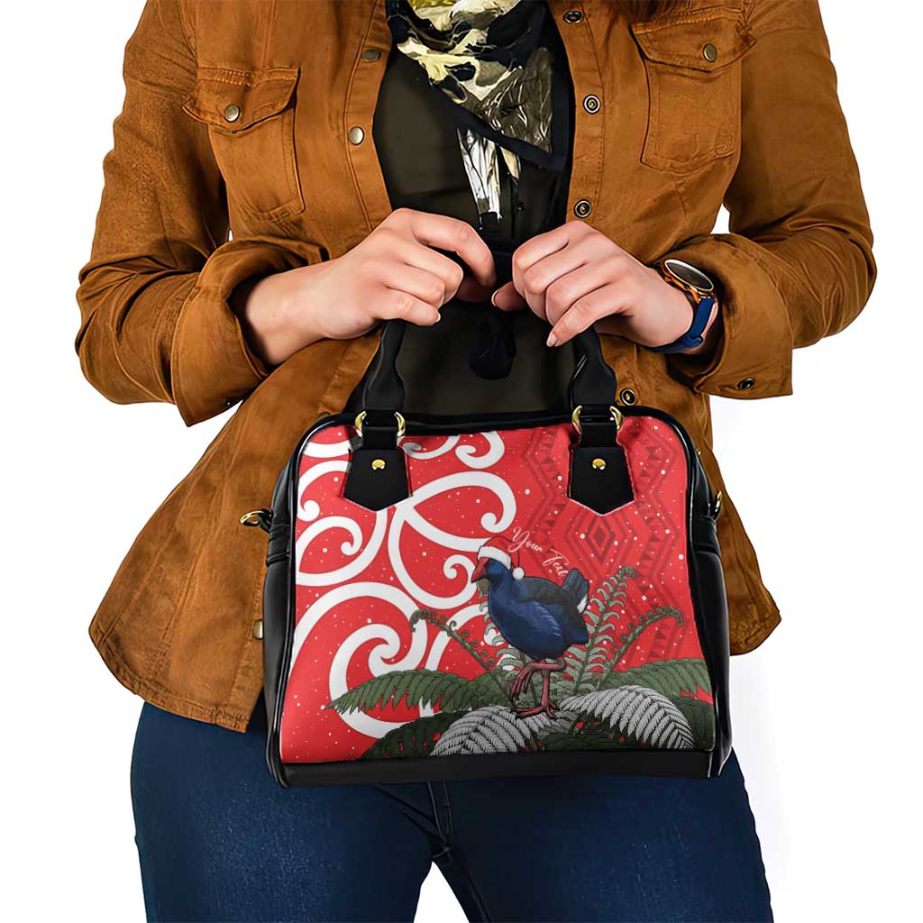 Personalized New Zealand Pukeko Christmas Shoulder Handbag Meri Kirihimete Taniko Ponga Koru Red - Aussie Hoodie