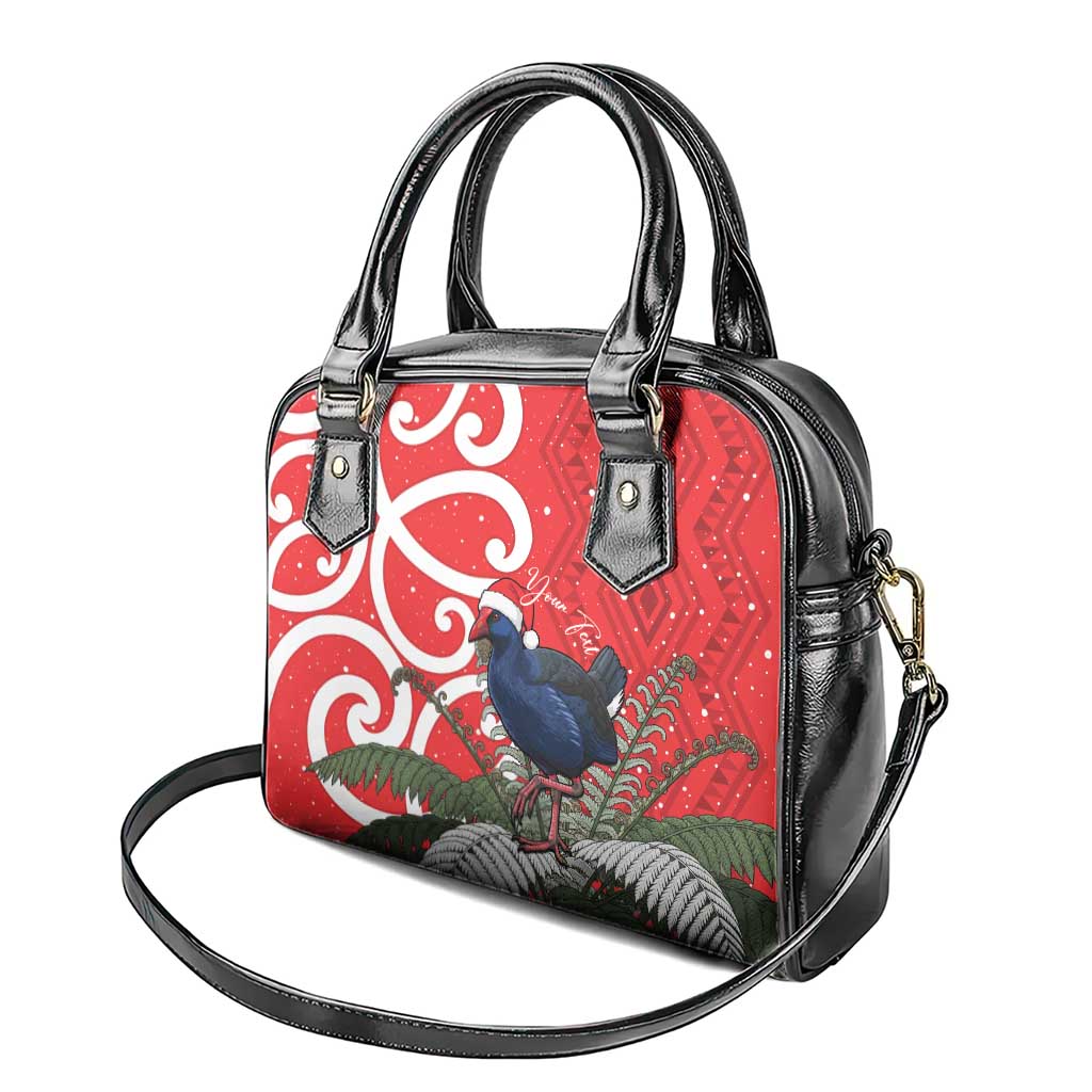 Personalized New Zealand Pukeko Christmas Shoulder Handbag Meri Kirihimete Taniko Ponga Koru Red - Aussie Hoodie