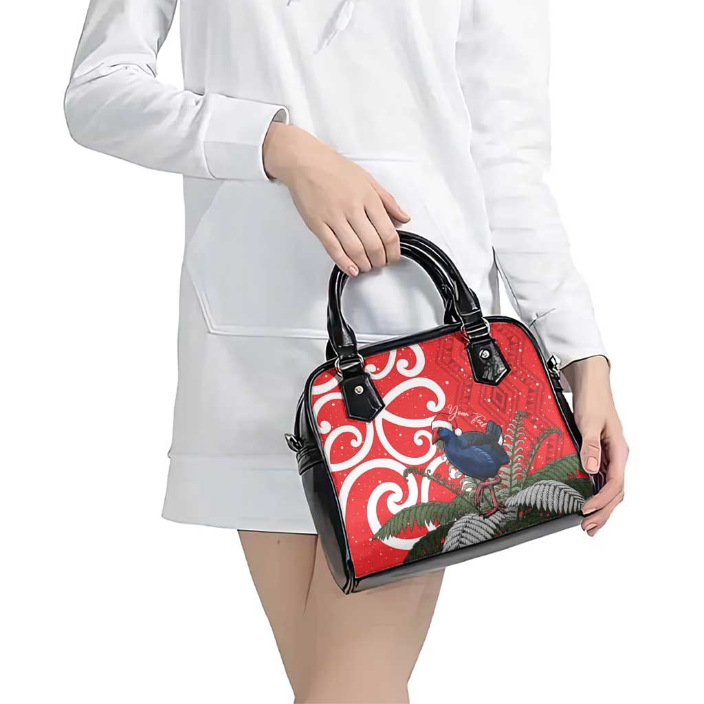 Personalized New Zealand Pukeko Christmas Shoulder Handbag Meri Kirihimete Taniko Ponga Koru Red - Aussie Hoodie