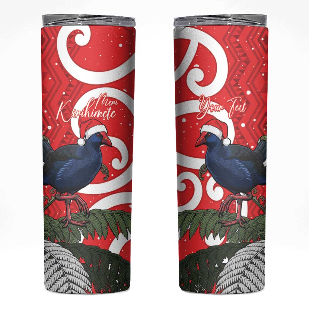 Personalized New Zealand Pukeko Christmas Skinny Tumbler Meri Kirihimete Taniko Ponga Koru Red - Aussie Hoodie