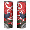 Personalized New Zealand Pukeko Christmas Skinny Tumbler Meri Kirihimete Taniko Ponga Koru Red - Aussie Hoodie
