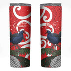 Personalized New Zealand Pukeko Christmas Skinny Tumbler Meri Kirihimete Taniko Ponga Koru Red - Aussie Hoodie