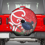 Personalized New Zealand Pukeko Christmas Spare Tire Cover Meri Kirihimete Taniko Ponga Koru Red - Aussie Hoodie