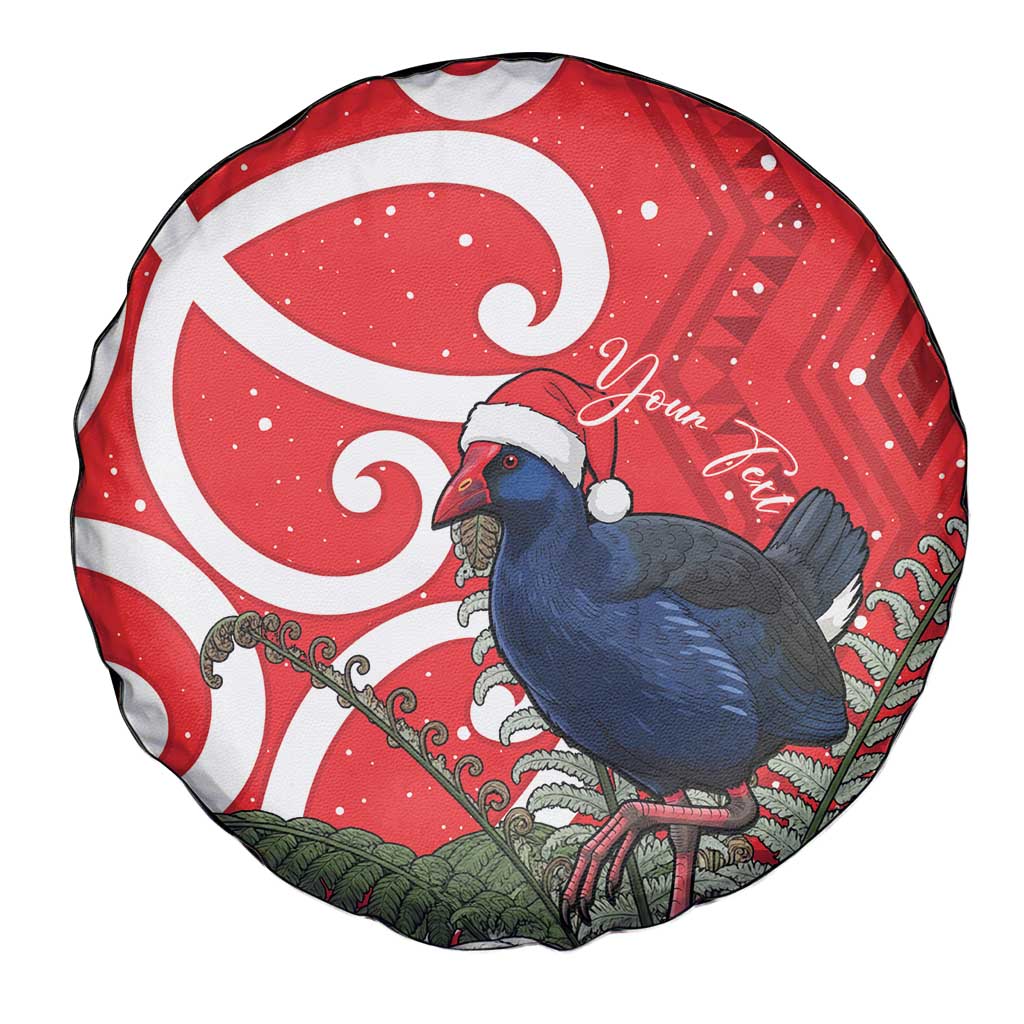 Personalized New Zealand Pukeko Christmas Spare Tire Cover Meri Kirihimete Taniko Ponga Koru Red - Aussie Hoodie