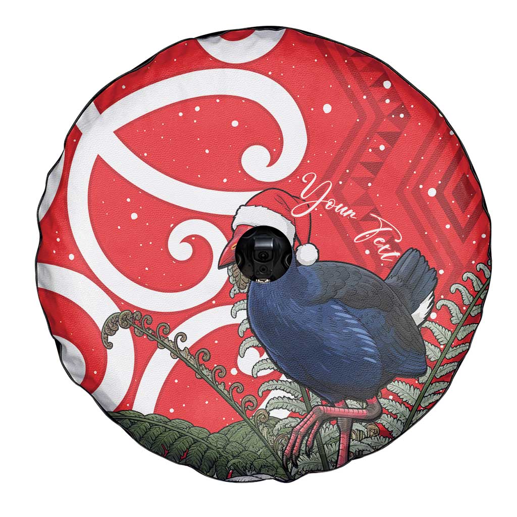 Personalized New Zealand Pukeko Christmas Spare Tire Cover Meri Kirihimete Taniko Ponga Koru Red - Aussie Hoodie
