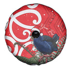 Personalized New Zealand Pukeko Christmas Spare Tire Cover Meri Kirihimete Taniko Ponga Koru Red - Aussie Hoodie
