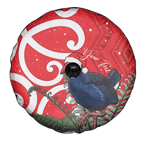 Personalized New Zealand Pukeko Christmas Spare Tire Cover Meri Kirihimete Taniko Ponga Koru Red - Aussie Hoodie