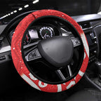 New Zealand Pukeko Christmas Steering Wheel Cover Meri Kirihimete Taniko Ponga Koru Red - Aussie Hoodie