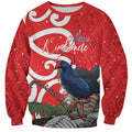 Personalized New Zealand Pukeko Christmas Sweatshirt Meri Kirihimete Taniko Ponga Koru Red - Aussie Hoodie