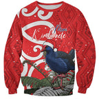 Personalized New Zealand Pukeko Christmas Sweatshirt Meri Kirihimete Taniko Ponga Koru Red - Aussie Hoodie