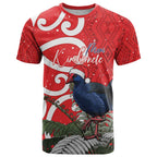Personalized New Zealand Pukeko Christmas T Shirt Meri Kirihimete Taniko Ponga Koru Red - Aussie Hoodie