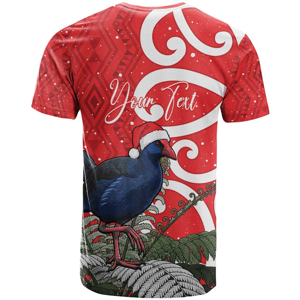 Personalized New Zealand Pukeko Christmas T Shirt Meri Kirihimete Taniko Ponga Koru Red - Aussie Hoodie