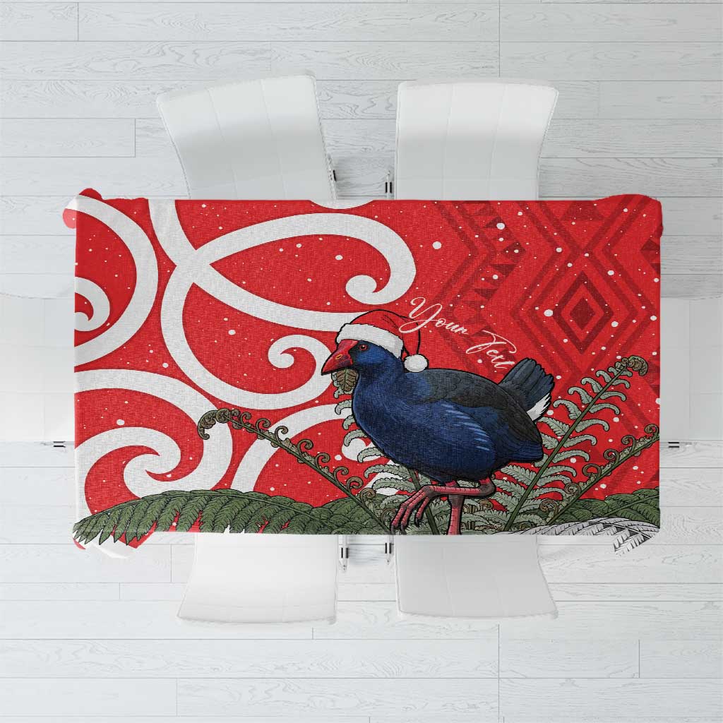Personalized New Zealand Pukeko Christmas Tablecloth Meri Kirihimete Taniko Ponga Koru Red - Aussie Hoodie