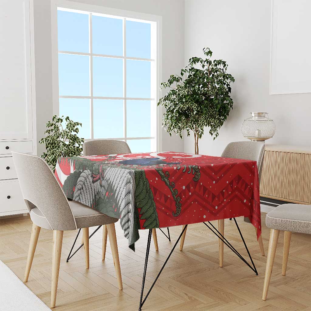 Personalized New Zealand Pukeko Christmas Tablecloth Meri Kirihimete Taniko Ponga Koru Red - Aussie Hoodie