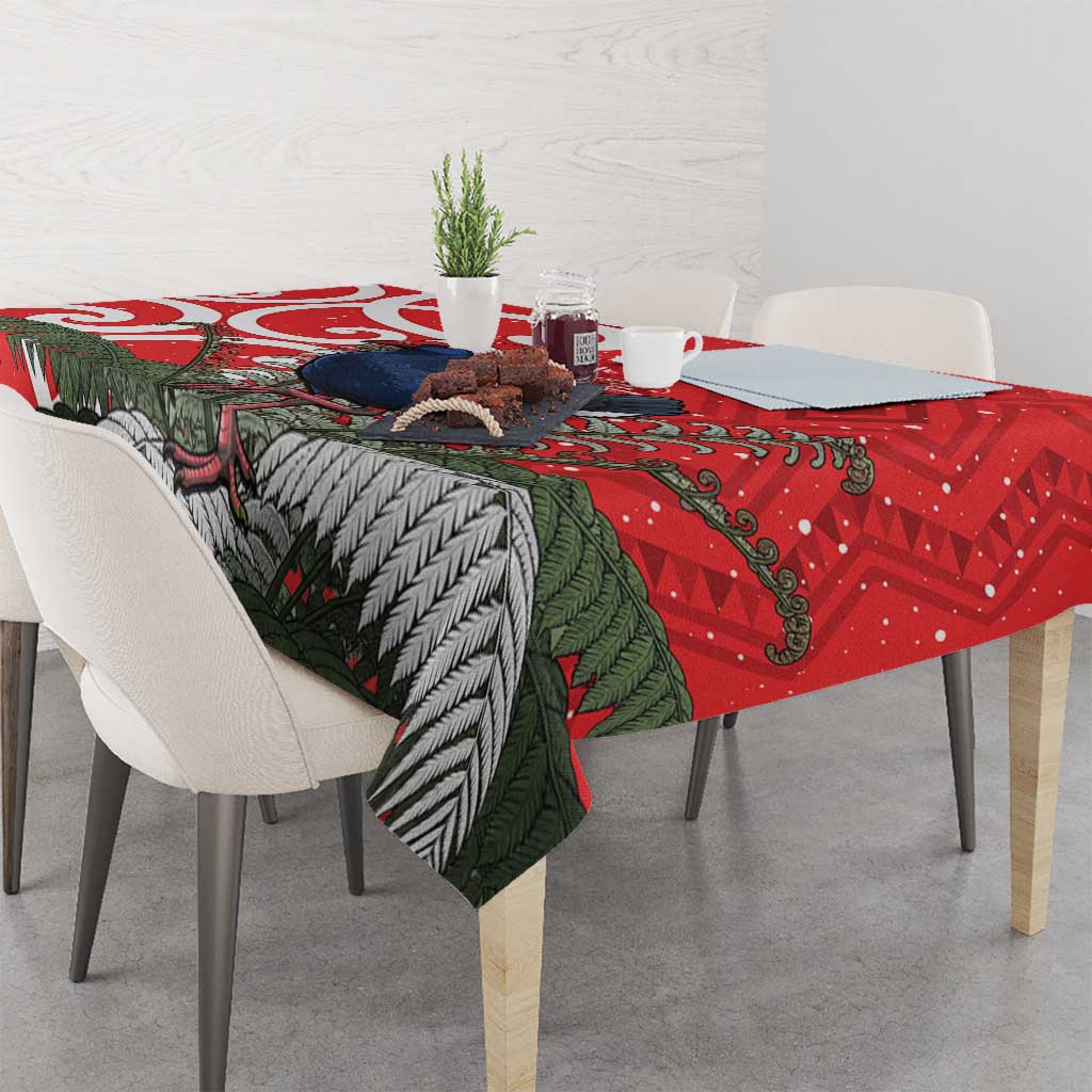 Personalized New Zealand Pukeko Christmas Tablecloth Meri Kirihimete Taniko Ponga Koru Red - Aussie Hoodie