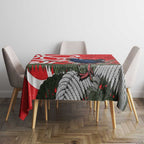 Personalized New Zealand Pukeko Christmas Tablecloth Meri Kirihimete Taniko Ponga Koru Red - Aussie Hoodie