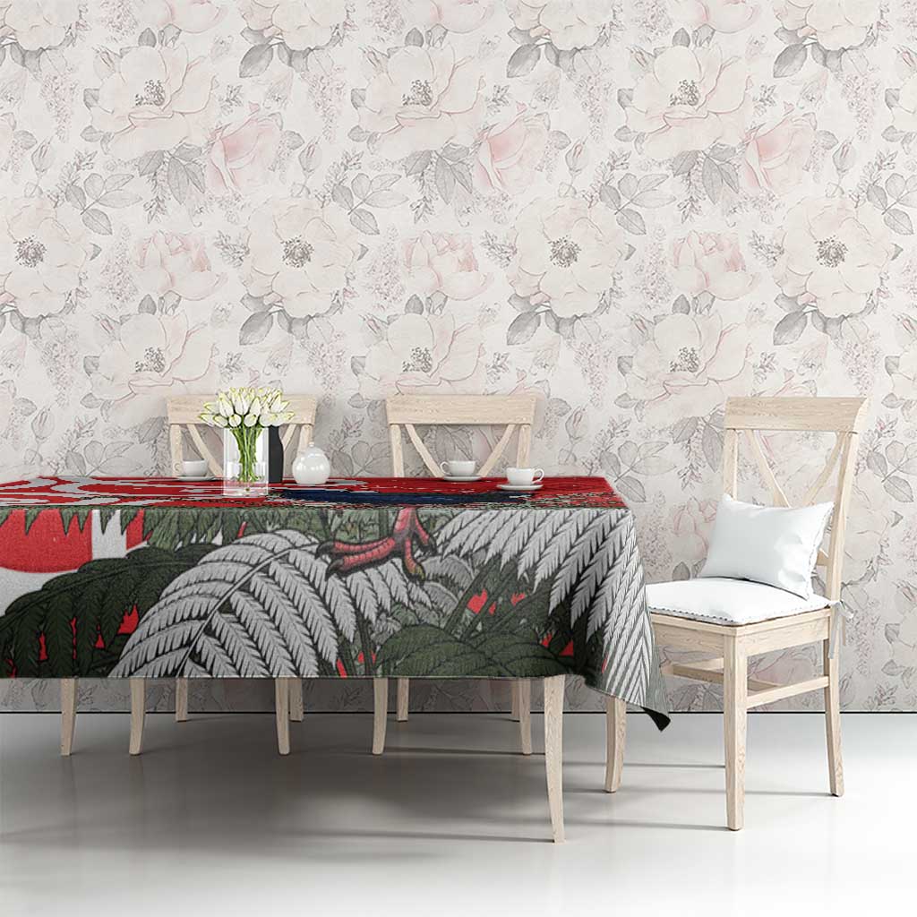 Personalized New Zealand Pukeko Christmas Tablecloth Meri Kirihimete Taniko Ponga Koru Red - Aussie Hoodie