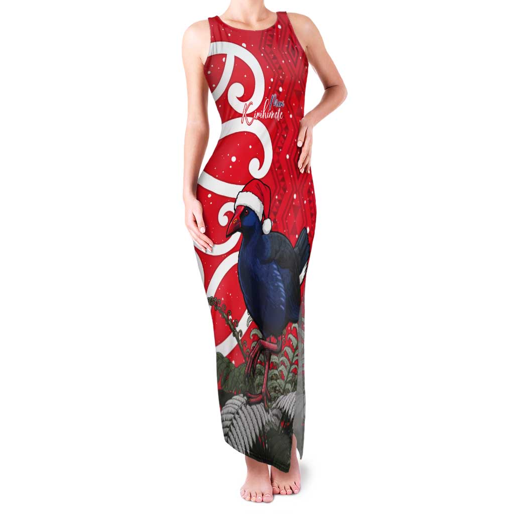 Personalized New Zealand Pukeko Christmas Tank Maxi Dress Meri Kirihimete Taniko Ponga Koru Red - Aussie Hoodie