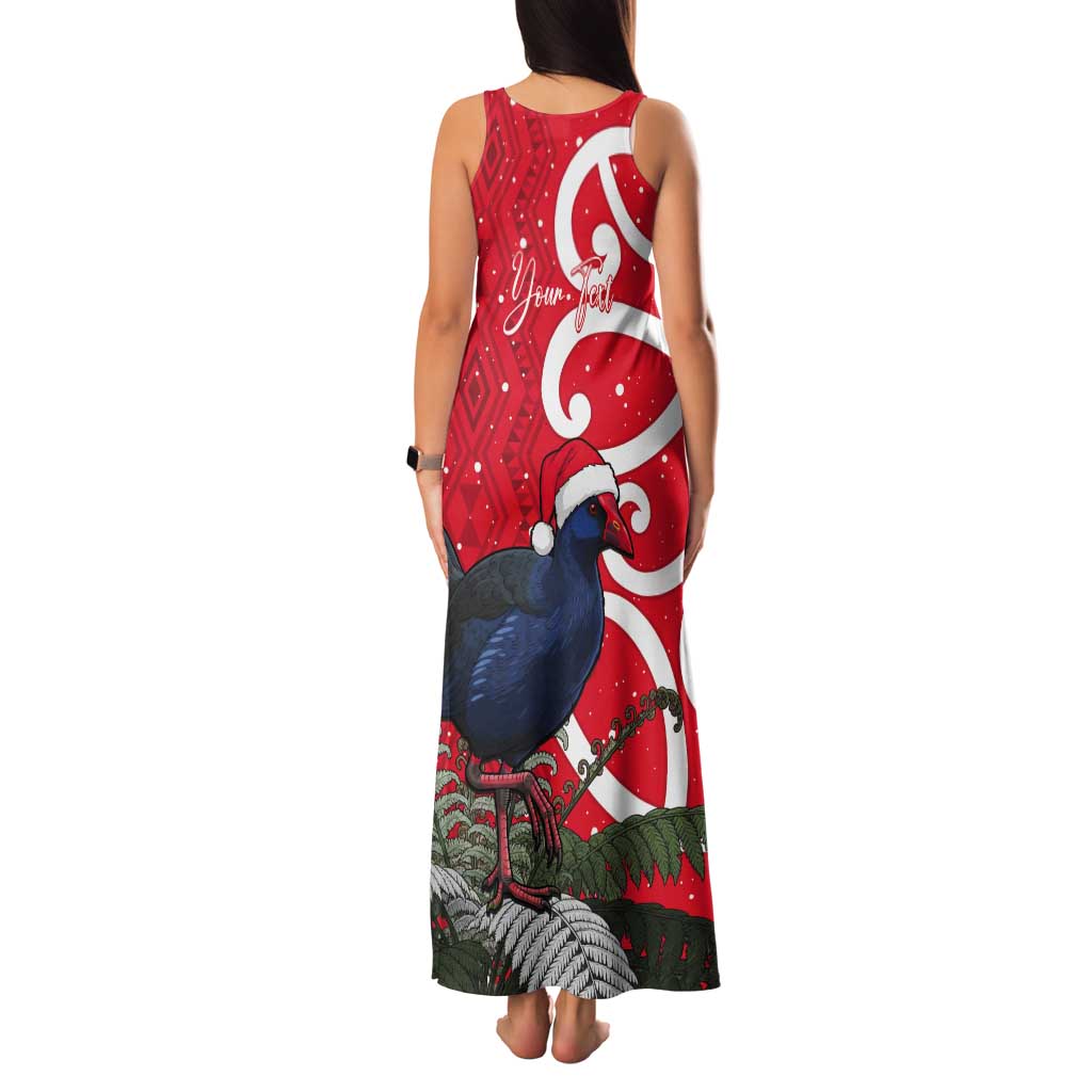 Personalized New Zealand Pukeko Christmas Tank Maxi Dress Meri Kirihimete Taniko Ponga Koru Red - Aussie Hoodie