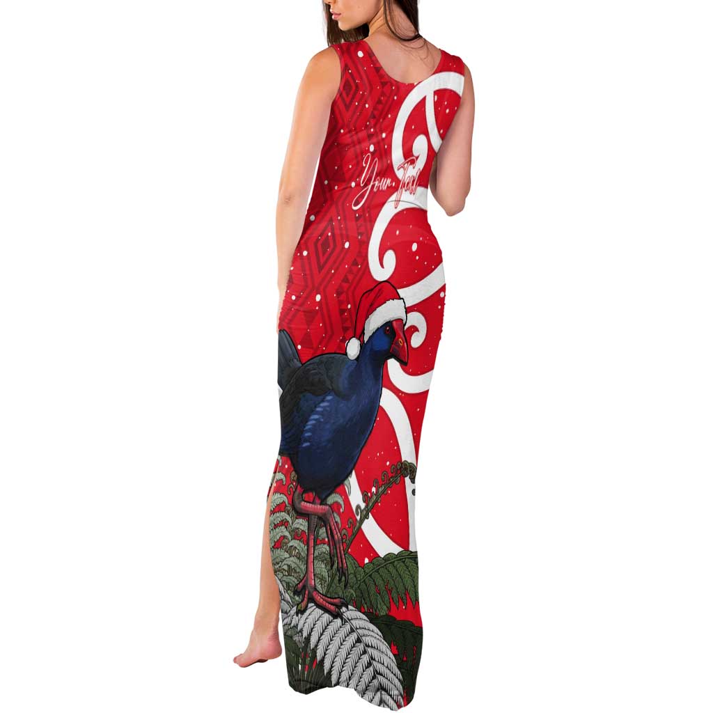 Personalized New Zealand Pukeko Christmas Tank Maxi Dress Meri Kirihimete Taniko Ponga Koru Red - Aussie Hoodie