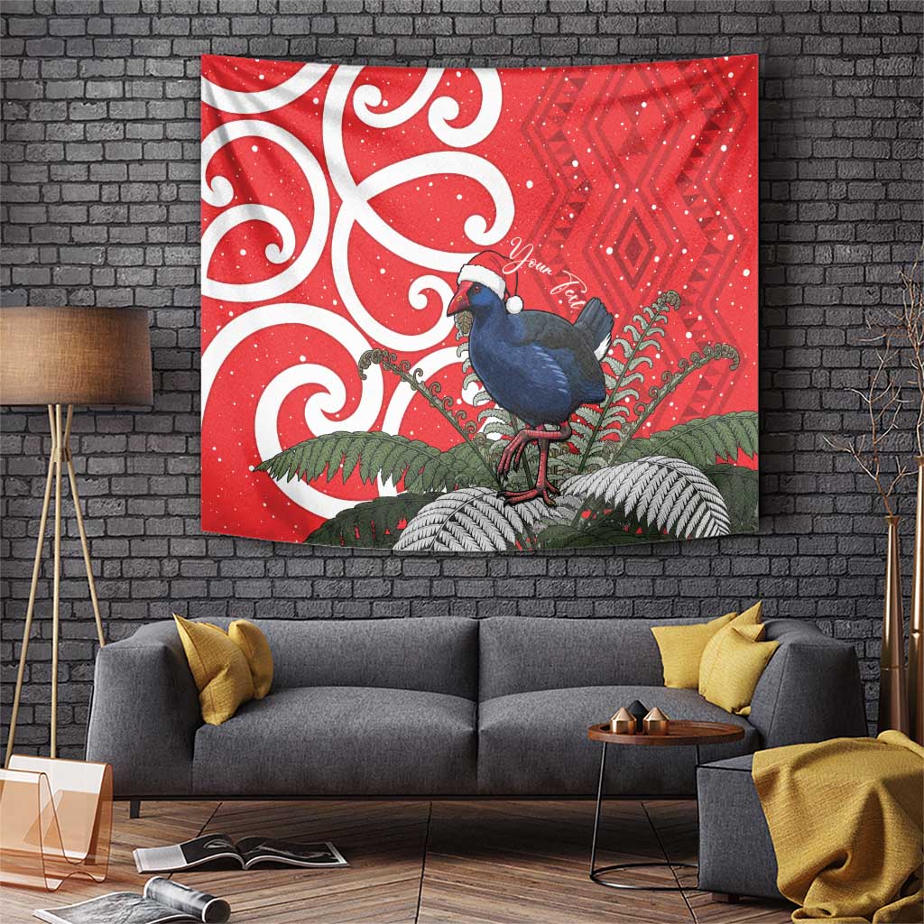 Personalized New Zealand Pukeko Christmas Tapestry Meri Kirihimete Taniko Ponga Koru Red - Aussie Hoodie