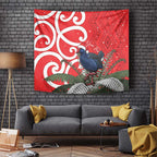 Personalized New Zealand Pukeko Christmas Tapestry Meri Kirihimete Taniko Ponga Koru Red - Aussie Hoodie