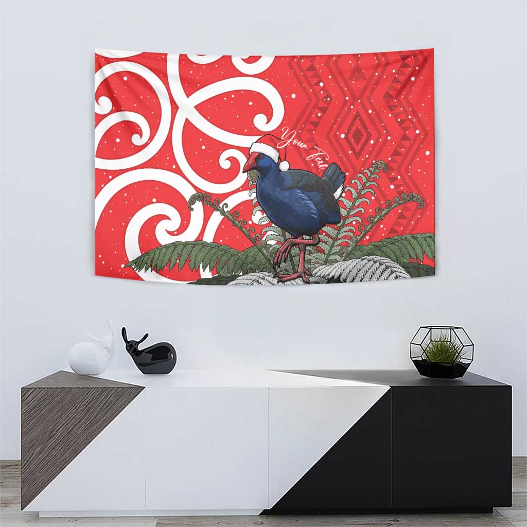 Personalized New Zealand Pukeko Christmas Tapestry Meri Kirihimete Taniko Ponga Koru Red - Aussie Hoodie