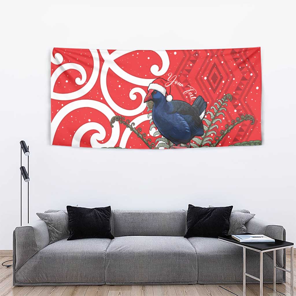 Personalized New Zealand Pukeko Christmas Tapestry Meri Kirihimete Taniko Ponga Koru Red - Aussie Hoodie