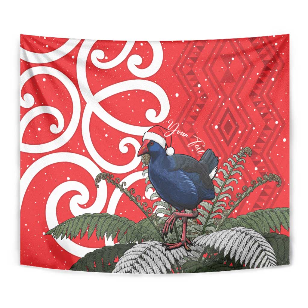 Personalized New Zealand Pukeko Christmas Tapestry Meri Kirihimete Taniko Ponga Koru Red - Aussie Hoodie