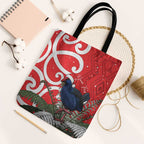 Personalized New Zealand Pukeko Christmas Tote Bag Meri Kirihimete Taniko Ponga Koru Red - Aussie Hoodie