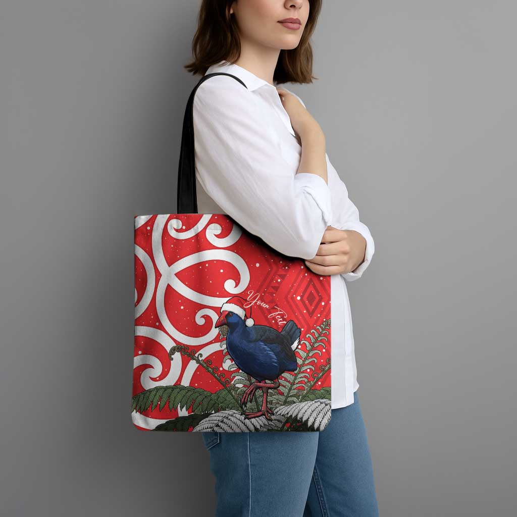 Personalized New Zealand Pukeko Christmas Tote Bag Meri Kirihimete Taniko Ponga Koru Red - Aussie Hoodie