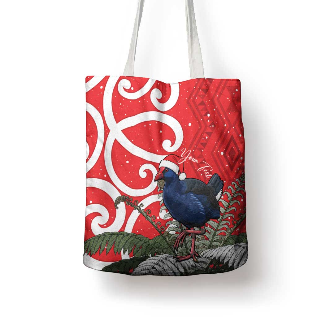 Personalized New Zealand Pukeko Christmas Tote Bag Meri Kirihimete Taniko Ponga Koru Red - Aussie Hoodie