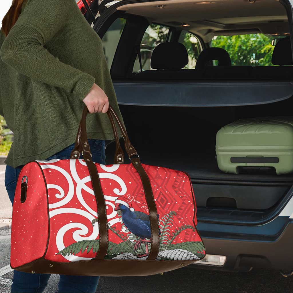 Personalized New Zealand Pukeko Christmas Travel Bag Meri Kirihimete Taniko Ponga Koru Red - Aussie Hoodie