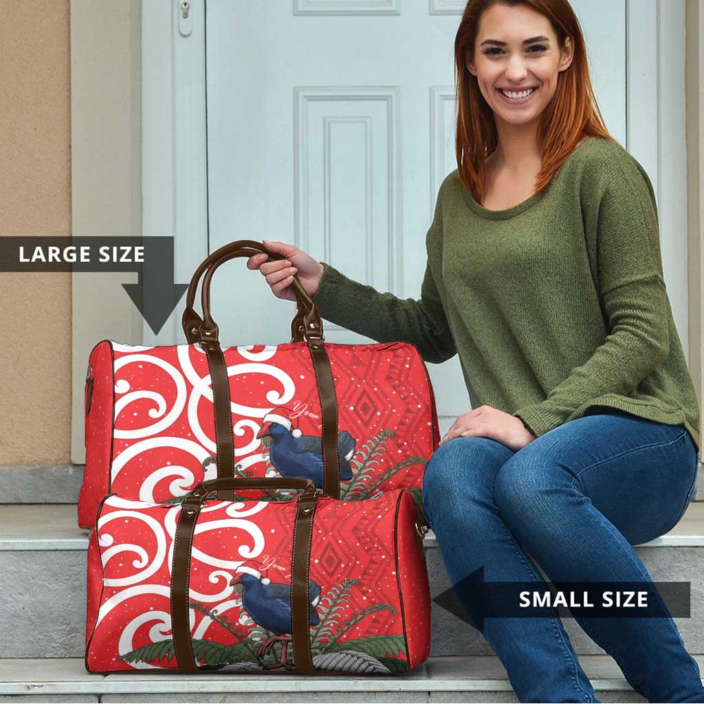 Personalized New Zealand Pukeko Christmas Travel Bag Meri Kirihimete Taniko Ponga Koru Red - Aussie Hoodie
