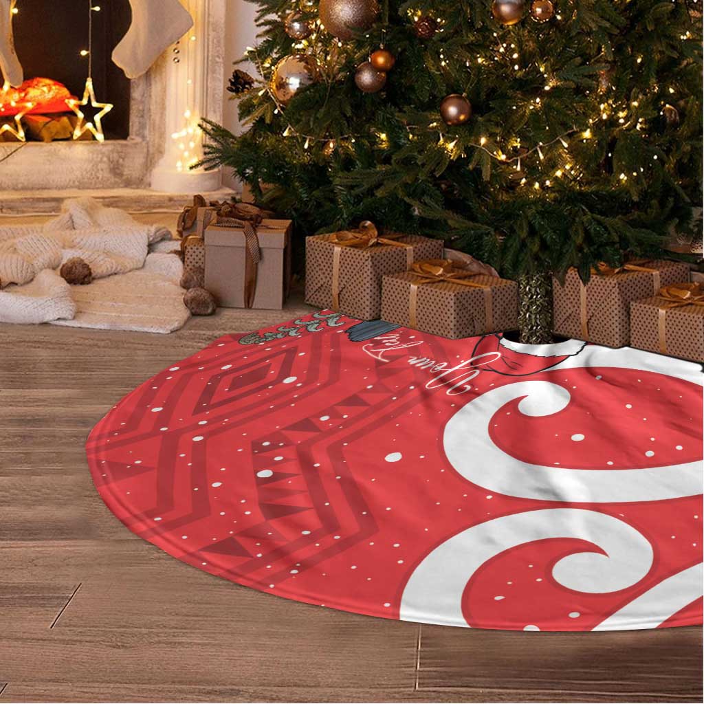 Personalized New Zealand Pukeko Christmas Tree Skirt Meri Kirihimete Taniko Ponga Koru Red - Aussie Hoodie