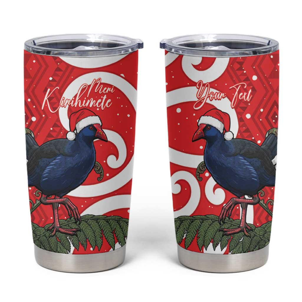 Personalized New Zealand Pukeko Christmas Tumbler Cup Meri Kirihimete Taniko Ponga Koru Red - Aussie Hoodie