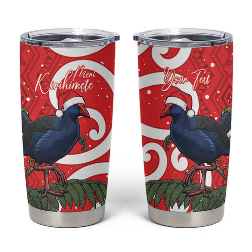 Personalized New Zealand Pukeko Christmas Tumbler Cup Meri Kirihimete Taniko Ponga Koru Red - Aussie Hoodie