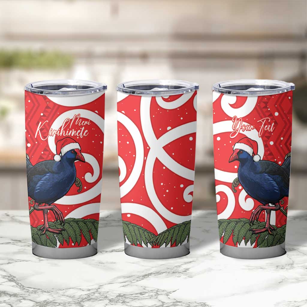 Personalized New Zealand Pukeko Christmas Tumbler Cup Meri Kirihimete Taniko Ponga Koru Red - Aussie Hoodie