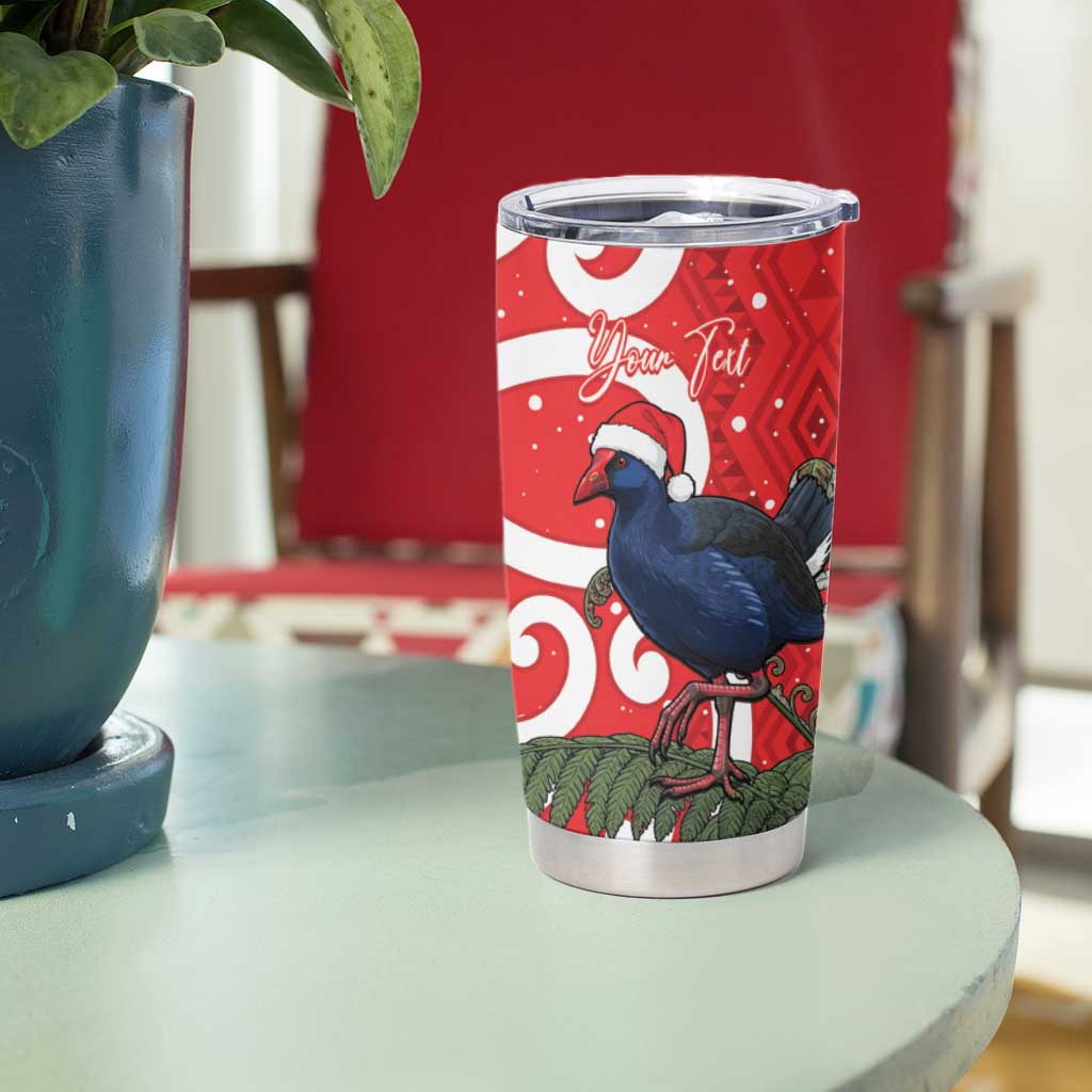 Personalized New Zealand Pukeko Christmas Tumbler Cup Meri Kirihimete Taniko Ponga Koru Red - Aussie Hoodie