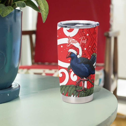 Personalized New Zealand Pukeko Christmas Tumbler Cup Meri Kirihimete Taniko Ponga Koru Red - Aussie Hoodie