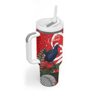 Personalized New Zealand Pukeko Christmas Tumbler With Handle Meri Kirihimete Taniko Ponga Koru Red - Aussie Hoodie