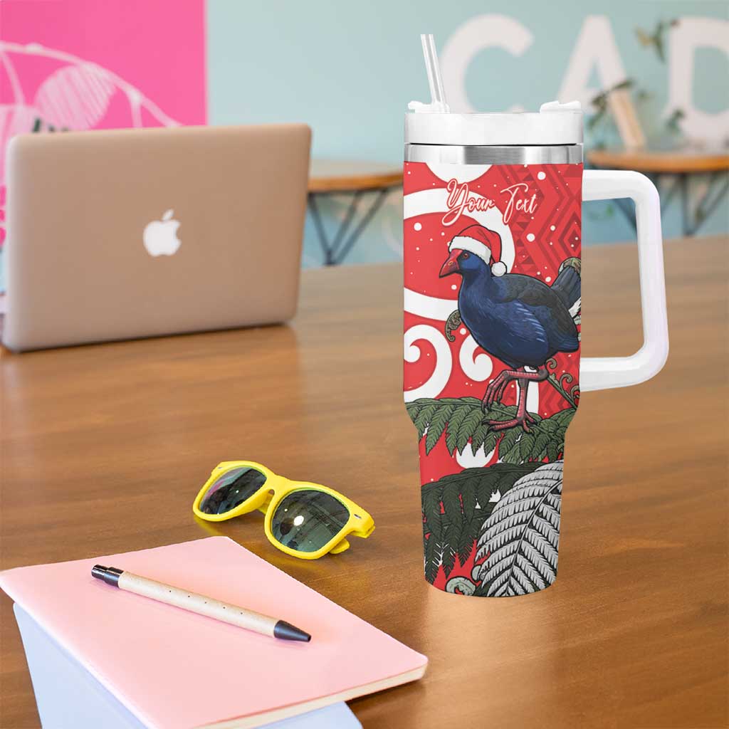 Personalized New Zealand Pukeko Christmas Tumbler With Handle Meri Kirihimete Taniko Ponga Koru Red - Aussie Hoodie