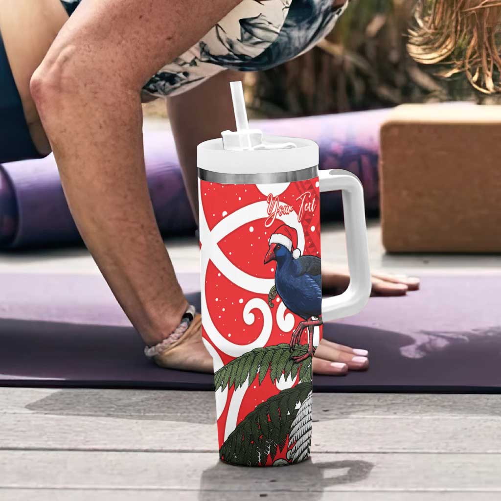 Personalized New Zealand Pukeko Christmas Tumbler With Handle Meri Kirihimete Taniko Ponga Koru Red - Aussie Hoodie
