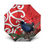 Personalized New Zealand Pukeko Christmas Umbrella Meri Kirihimete Taniko Ponga Koru Red - Aussie Hoodie