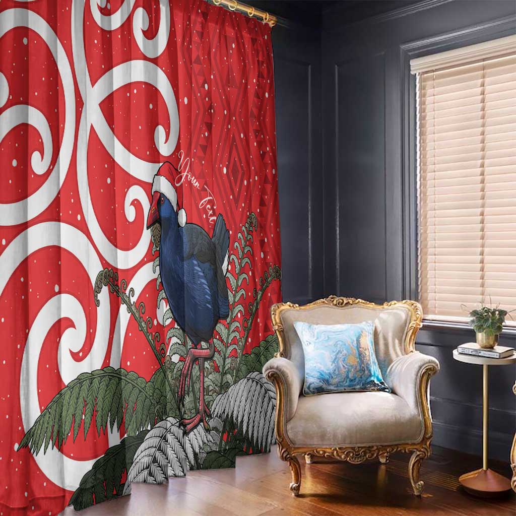 Personalized New Zealand Pukeko Christmas Window Curtain Meri Kirihimete Taniko Ponga Koru Red - Aussie Hoodie