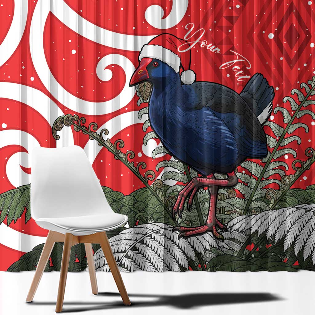 Personalized New Zealand Pukeko Christmas Window Curtain Meri Kirihimete Taniko Ponga Koru Red - Aussie Hoodie