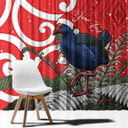 Personalized New Zealand Pukeko Christmas Window Curtain Meri Kirihimete Taniko Ponga Koru Red - Aussie Hoodie
