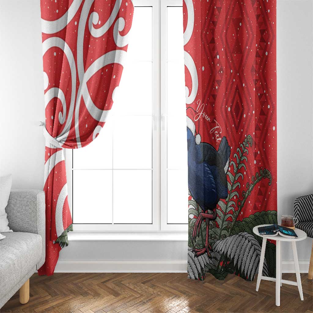 Personalized New Zealand Pukeko Christmas Window Curtain Meri Kirihimete Taniko Ponga Koru Red - Aussie Hoodie