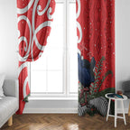 Personalized New Zealand Pukeko Christmas Window Curtain Meri Kirihimete Taniko Ponga Koru Red - Aussie Hoodie